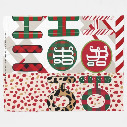 Feestelijke "HO HO" Christmas Fleece & Sherpa Blan (Voorkant (Horizontaal))