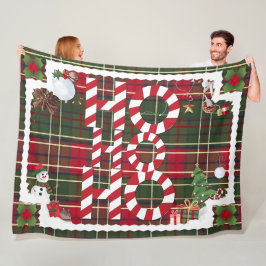 Feestelijke "HO HO" Christmas Fleece & Sherpa Blan