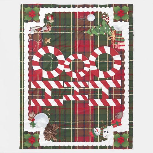 Feestelijke "HO HO" Christmas Fleece & Sherpa Blan (Voorkant)