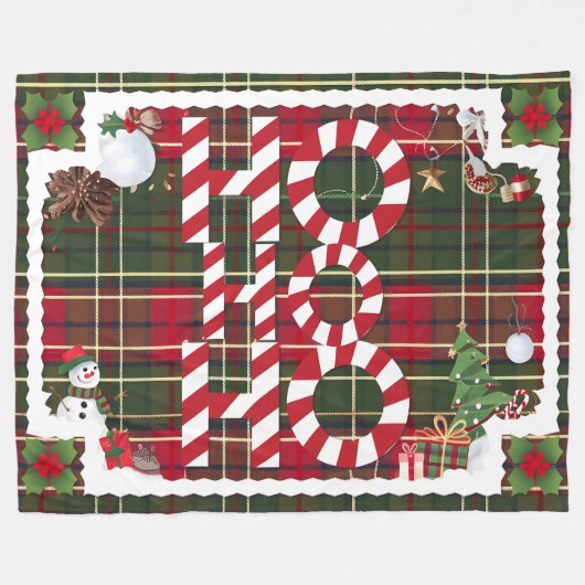 Feestelijke "HO HO" Christmas Fleece & Sherpa Blan (Voorkant (Horizontaal))