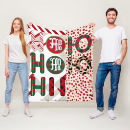 Feestelijke "HO HO" Christmas Fleece & Sherpa Blan Deken