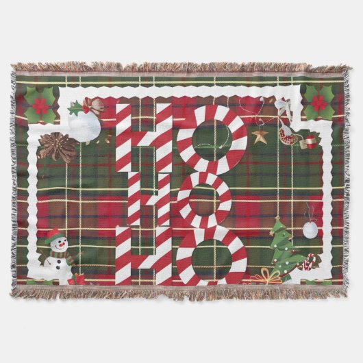 Feestelijke "HO HO" Christmas Fleece & Sherpa Blan Deken (Voorkant)