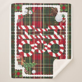 Feestelijke "HO HO" Christmas Fleece & Sherpa Blan Deken