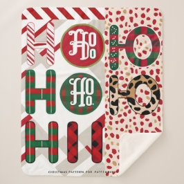 Feestelijke "HO HO" Christmas Fleece & Sherpa Blan Sherpa Deken