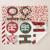 Feestelijke "HO HO" Christmas Fleece & Sherpa Blan Sherpa Deken (Voorkant (horizontaal))