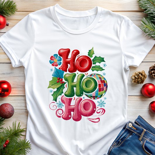 Feestelijke Ho Ho Disco Kerstmis Tri-Blend Shirt