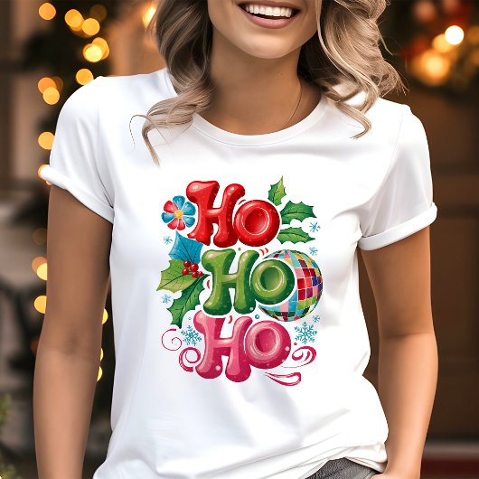 Feestelijke Ho Ho Disco Kerstmis Tri-Blend Shirt
