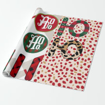Feestelijke "HO HO" Kerstinpakpapier met