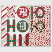Feestelijke "HO HO" Kerstinpakpapier met Cadeaupapier (Vlak)