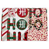 Feestelijke "HO HO" Kerstinpakpapier met Groot Cadeauzakje (Voorkant)