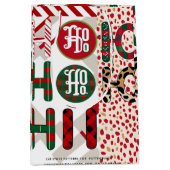 Feestelijke "HO HO" Kerstinpakpapier met Medium Cadeauzakje (Voorkant)