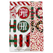 Feestelijke "HO HO" Kerstinpakpapier met Medium Cadeauzakje (Achterkant)