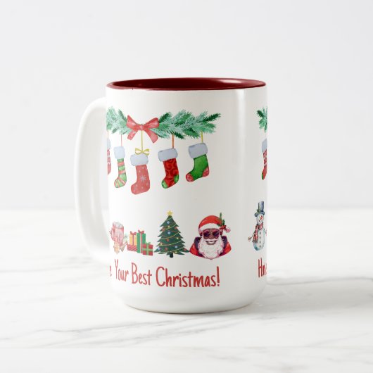 Feestelijke Holiday Design 15 oz Mok (Voorkant links)