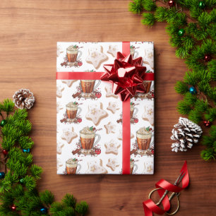 Feestelijke Holiday Latte met Cookies Wrapping Pap Cadeaupapier