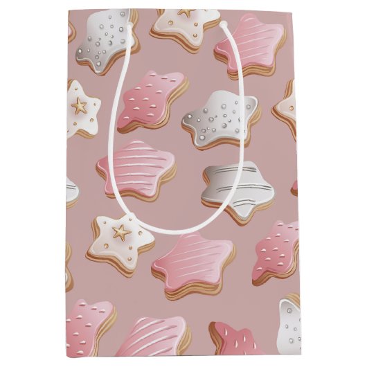 Feestelijke Holiday Latte met Cookies Wrapping Pap Medium Cadeauzakje (Voorkant)