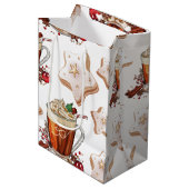 Feestelijke Holiday Latte met Cookies Wrapping Pap Medium Cadeauzakje (Voorkant Gekanteld)