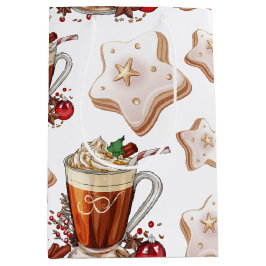 Feestelijke Holiday Latte met Cookies Wrapping Pap Medium Cadeauzakje