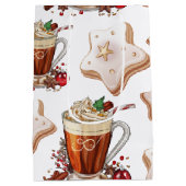 Feestelijke Holiday Latte met Cookies Wrapping Pap Medium Cadeauzakje (Achterkant)