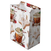 Feestelijke Holiday Latte met Cookies Wrapping Pap Medium Cadeauzakje (Achterkant Gekanteld)