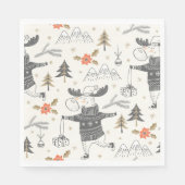 Feestelijke Holiday Moose tekening Servet (Voorkant)
