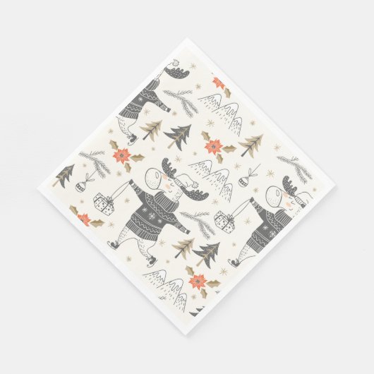 Feestelijke Holiday Moose tekening Servet (Hoek)