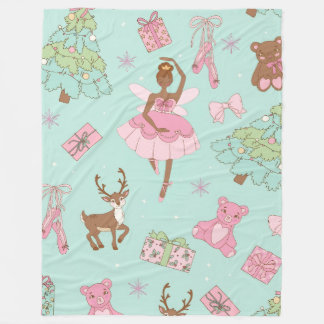 Feestelijke Holiday Pastel Zwarte Ballerina Teddyb Fleece Deken