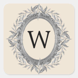 Feestelijke Holiday Zilveren Grijs Bladeren Krans  Vierkante Sticker