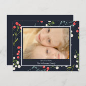 Feestelijke Holly Berries Foto Kerst Kaart (Voorkant / Achterkant)