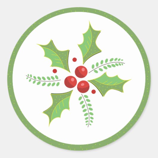 Feestelijke Holly Berries Stickers (Voorkant)