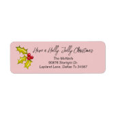 Feestelijke Holly Berries Whimsical Pink Fun Chris Etiket (Voorkant)