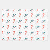 Feestelijke Holly Berry & Candy Cane Kerstmis Inpakpapier Vel (Voorkant 2)