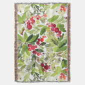 Feestelijke Holly Berry en Evergreen Waterverf Deken (Voorkant Verticaal)