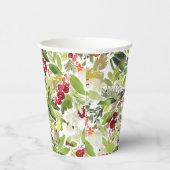 Feestelijke Holly Berry en Evergreen Waterverf Papieren Bekers (Rechts)