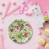 Feestelijke Holly Berry en Evergreen Waterverf Papieren Bordje (Feest)