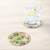 Feestelijke Holly Berry en Evergreen Waterverf Ronde Kartonnen Onderzetter (Insitu)