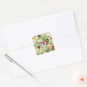 Feestelijke Holly Berry en Evergreen Waterverf Vierkante Sticker (Envelop)