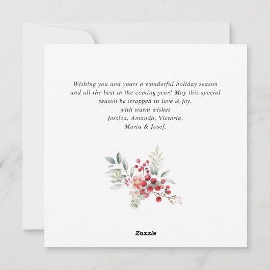 Feestelijke Holly Berry Kerstkrans Boho Feestdagenkaart (Achterkant)