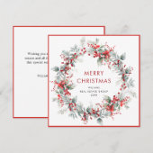 Feestelijke Holly Berry Kerstkrans Corporate Feestdagenkaart (Voorkant / Achterkant)