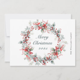 Feestelijke Holly Berry Kerstkrans Feestdagenkaart