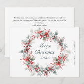 Feestelijke Holly Berry Kerstkrans Feestdagenkaart (Voorkant / Achterkant)