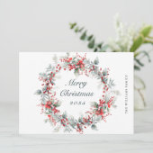 Feestelijke Holly Berry Kerstkrans Feestdagenkaart (Staand voorkant)