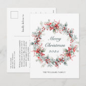 Feestelijke Holly Berry Kerstkrans Feestdagenkaart (Voorkant / Achterkant)