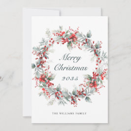 Feestelijke Holly Berry Kerstkrans Feestdagenkaart