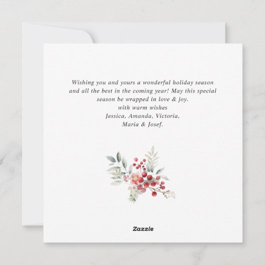 Feestelijke Holly Berry Kerstkrans Modern Feestdagenkaart (Achterkant)