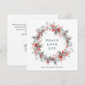 Feestelijke Holly Berry Kerstkrans Modern Feestdagenkaart (Voorkant / Achterkant)