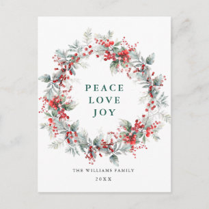 Feestelijke Holly Berry Kerstkrans vakantie Briefkaart