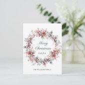 Feestelijke Holly Berry Kerstkrans vakantie Briefkaart (Staand voorkant)