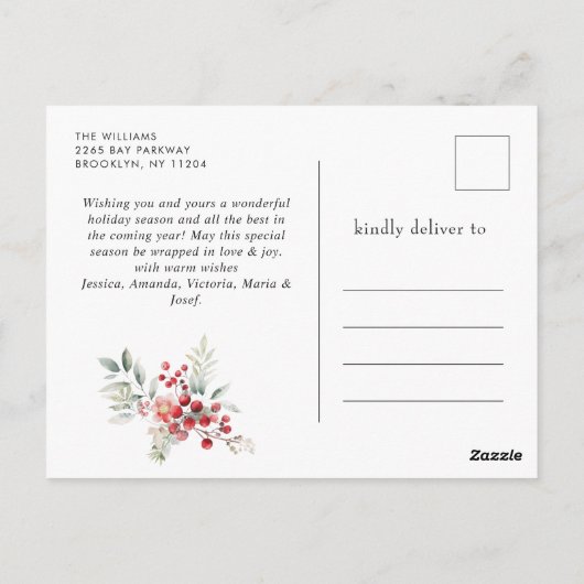 Feestelijke Holly Berry Kerstkrans vakantie Briefkaart (Achterkant)