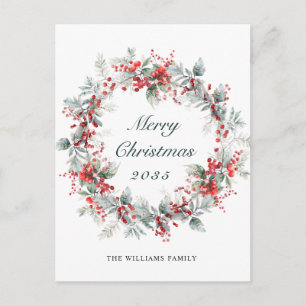 Feestelijke Holly Berry Kerstkrans vakantie Briefkaart