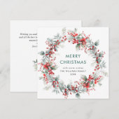 Feestelijke Holly Berry Kerstmis Mistletoe krans Feestdagenkaart (Voorkant / Achterkant)